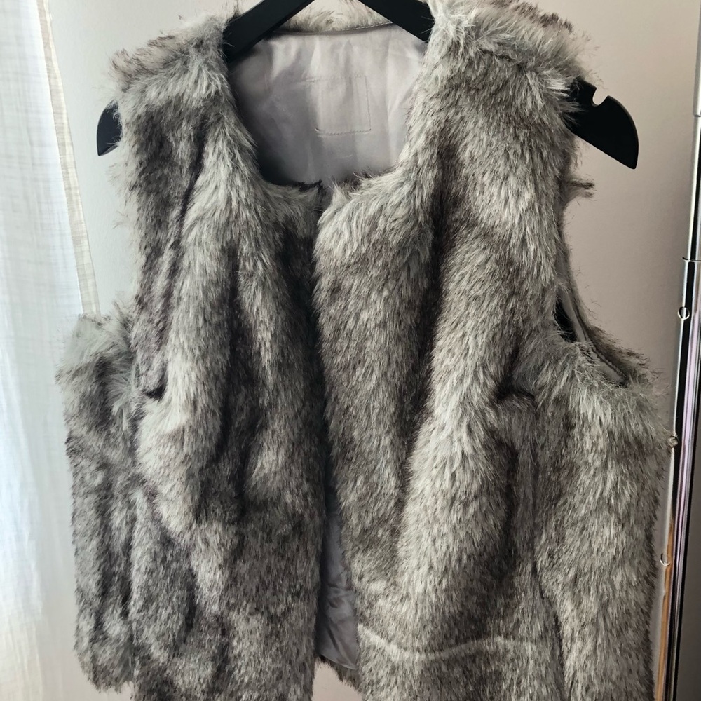 Grey Faux Fur Vest